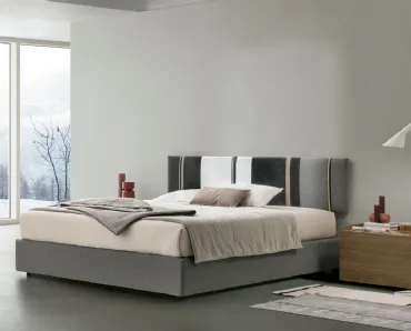 Letto sommier Diagonal con box contenitore e pannello testiera di Tomasella