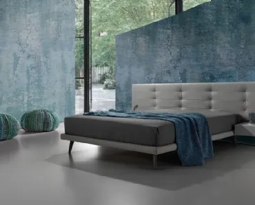 Letto in pelle con testiera trapuntata Twist Tess 290 di Excò