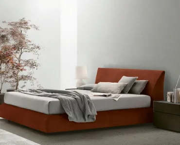 Letto con box contenitore Eros in pelle nabuk di Tomasella