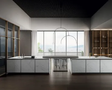 Cucina Moderna con penisola Kronos 01 in laminam di Arredo3