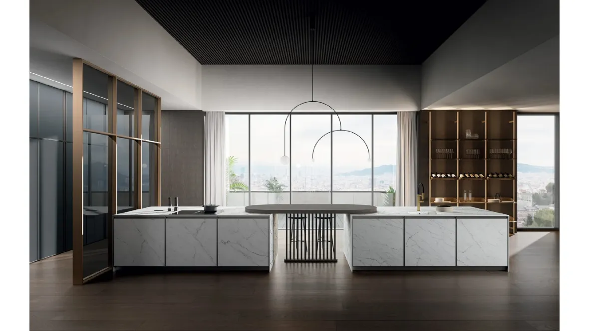 Cucina Moderna con penisola Kronos 01 in laminam di Arredo3